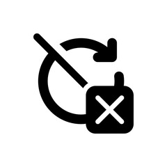 Poster - Circular arrow pointing right with a line through it over a square with an x indicating deletion