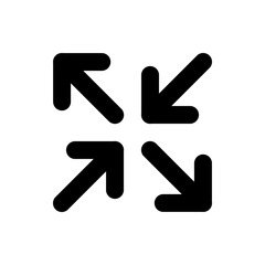 Poster - Four black arrows pointing towards the center on a white background indicating shrinking or minimizing the screen