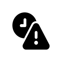 Poster - Clock icon with warning sign indicating a time related error or urgent time sensitive notification alert