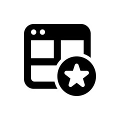 Poster - Black and white icon of a browser window with two dots and a star inside a circle on the lower right corner