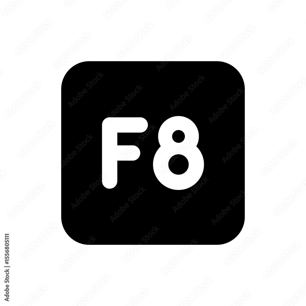 White f and eight characters on a black rounded square button ...