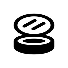 Poster - illustration of an open compact mirror with two reflective bars inside the upper circular portion of