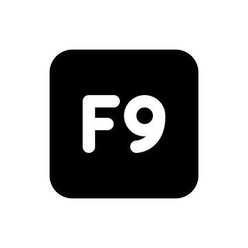 Illustration of a black rounded square with white text f nine displayed prominently in the center viewable