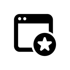 Poster - Black and white favorite browser tab with star inside a circle on the bottom right corner icon design