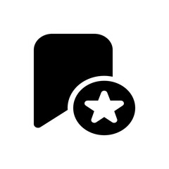 Poster - Black bookmark icon with rounded corners and a star inside a circle, solid fill design element vector