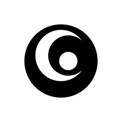 Poster - A graphic representation of a black circle with a white crescent moon and a smaller white circle inside it