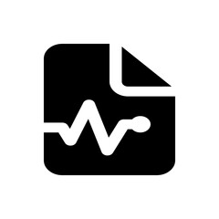 Poster - Black document with a folded corner displaying a white waveform or heartbeat line illustration icon