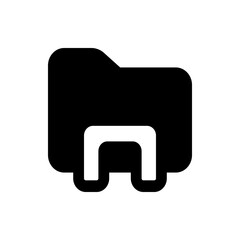 Poster - Illustration of a stylized black folder icon with a white handle and rounded corners on a white background