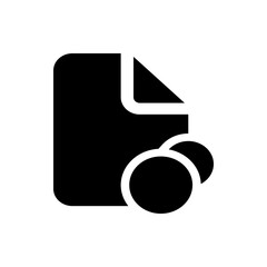 Poster - Black document icon with folded corner and two overlapping circles in the bottom right corner design