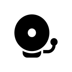 Poster - Illustration of a simple black school bell with a white center and curved ringer arm design element