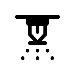 Poster - Illustration of a black fire sprinkler system with water droplets falling down on a white background view