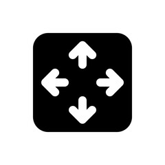 Fototapete - Black square with rounded corners containing four white arrows pointing in different directions equally spaced
