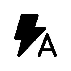 Poster - Black lightning bolt icon next to a black triangle shape on a white background in a simple vector style