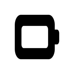 Poster - Illustration of a simple black and white battery icon with a low charge level on a plain background