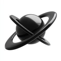 Fototapete - Abstract Black Planet with Rings 3D Render