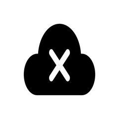 Poster - Black cloud icon with a white x mark inside indicating error or disconnection in a simple illustration