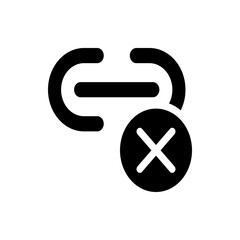 Poster - Link broken icon showing a chain with a line and a circle with an x in the lower right corner design