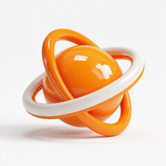 Fototapete - Abstract Orange Sphere with White Rings 3D Render