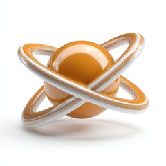 Fototapete - Abstract Orange Sphere with White Rings 3D Render