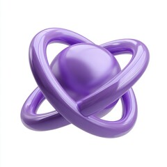 Fototapete - Abstract Purple Sphere with Orbiting Rings 3D Render