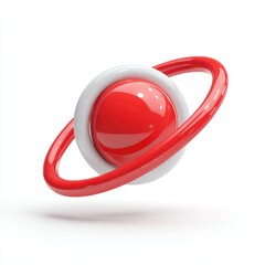Fototapete - Abstract Red and White Sphere with Rings 3D Render
