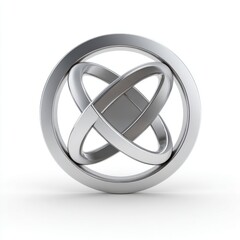 Fototapete - Abstract Silver Metallic Sphere with Interconnected Rings 3D Render
