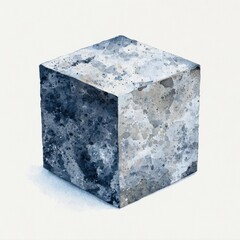 Poster - Blue and Gray Textured Cube on White Background