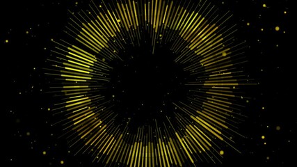 Poster - Abstract circular golden luxury lines and dots on black background. Seamless looping concept sound equalizer motion design. Video animation Ultra HD 4K 3840x2160