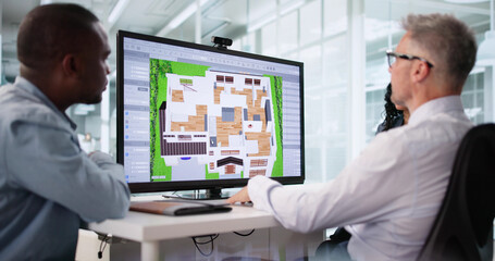 Leinwandbilder - Real Estate Agent Using CAD Software