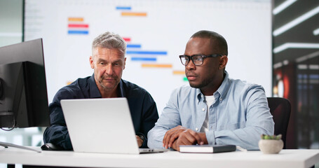 Poster - Multiracial Office Team Using Gantt And Kanban Boards