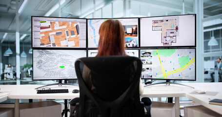 Aufkleber - Young Woman Using CAD Software