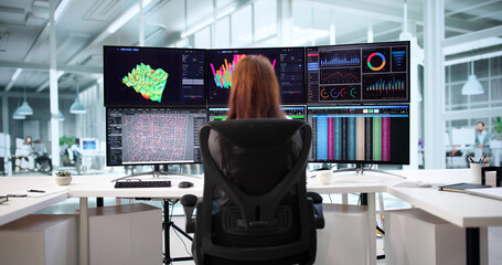 Fototapete - Female Researcher Solving Complex Problems