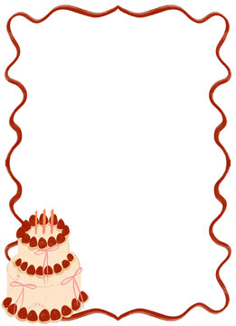 Birthday memo notes and card. Memo notes with strawberry birthday cake and candles.