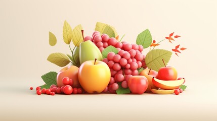 Poster - Contemporary fruit themed background image featuring subtle matte color palette for design use
