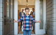 © Bambang - Boy opening the door to his home.  Generative AI