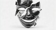 © AS Studio - A shattered black mask with a smiling expression lies broken on a white background symbolizing a loss of identity or emotional breakdown
