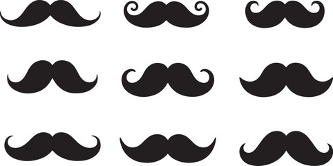 Set of mustache silhouette, Mustache icon collection, mustache collection silhouette vector different mustache