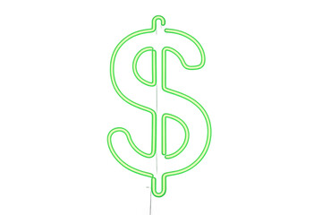 Poster - Bright green neon dollar sign glowing on a transparent background, perfect for representing financial concepts