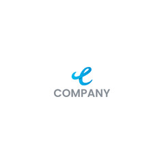 Poster - Elegant Cursive Letter E Logo in Blue Gradient isolated with white background. 