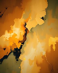 Poster - Abstract depiction with ochre, golden and deep brown color variations