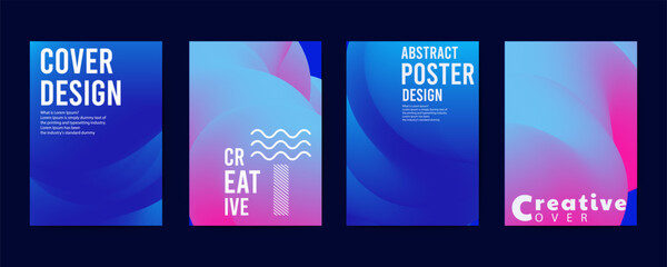 Poster - abstract poster design, poster design background vector set. Electro Sound Cover template with vibrant abstract gradient geometric shape. Ideal design for social media, flyer, party, music festival, c