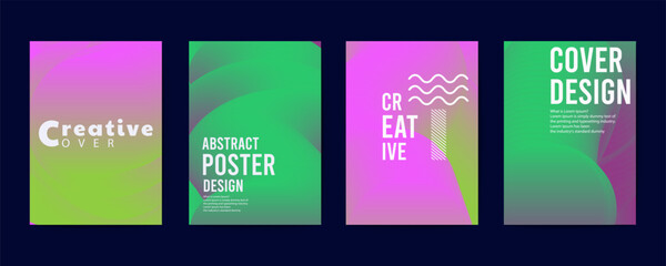 Poster - abstract poster design, poster design background vector set. Electro Sound Cover template with vibrant abstract gradient geometric shape. Ideal design for social media, flyer, party, music festival, c
