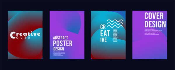 Poster - abstract poster design, poster design background vector set. Electro Sound Cover template with vibrant abstract gradient geometric shape. Ideal design for social media, flyer, party, music festival, c