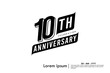 © thitiwat - 10th years anniversary celebration emblem. congratulations anniversary black logo badge isolated with ribbons on white background. vector illustration template design for web banner.