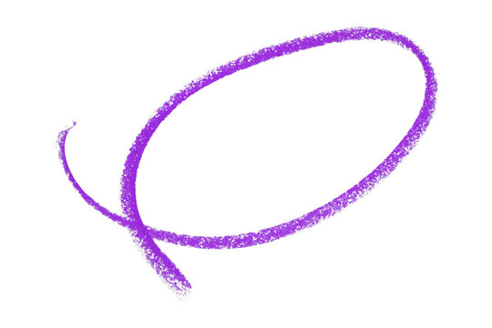 Purple pencil highlight circle mark isolated on transparent background