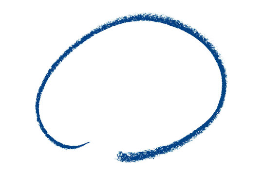 Blue pencil highlight circle mark isolated on transparent background