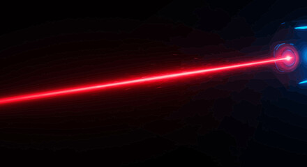Poster - Futuristic Laser Beam Cutting Through Darkness with Vibrant Red and Blue Lights