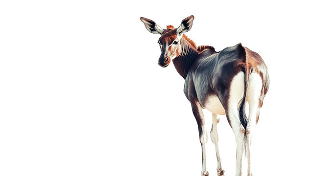 Striking okapi standing still Transparent background, PNG file