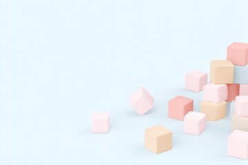 Poster - Pastel blocks on pale blue background