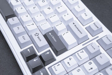 Fototapete - Minimalist photographic keyboard close-up input device for tech websites office imagery or hardware showcase and clean contemporary tech style